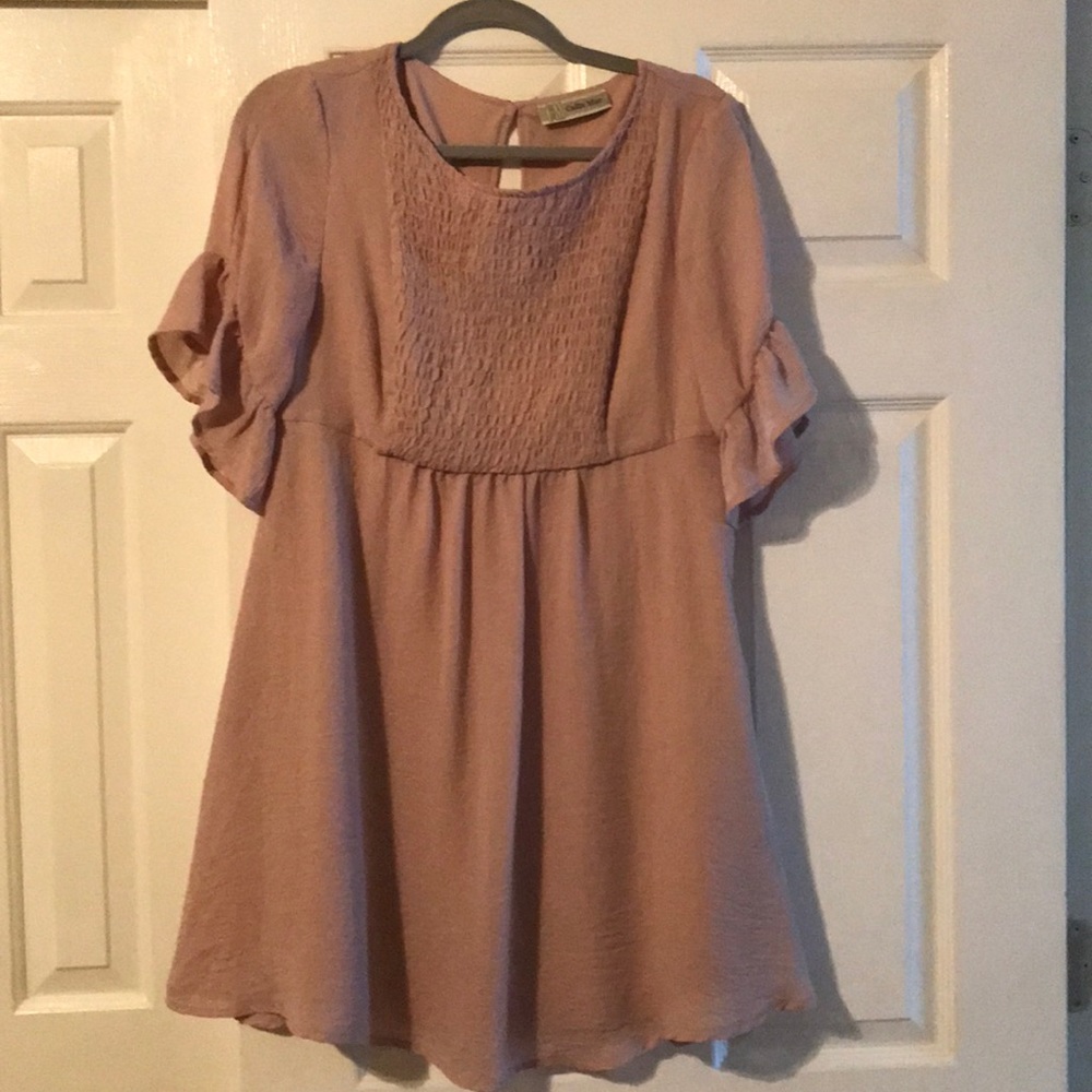 Adorable Light Pink Ruffle sleeve Dress